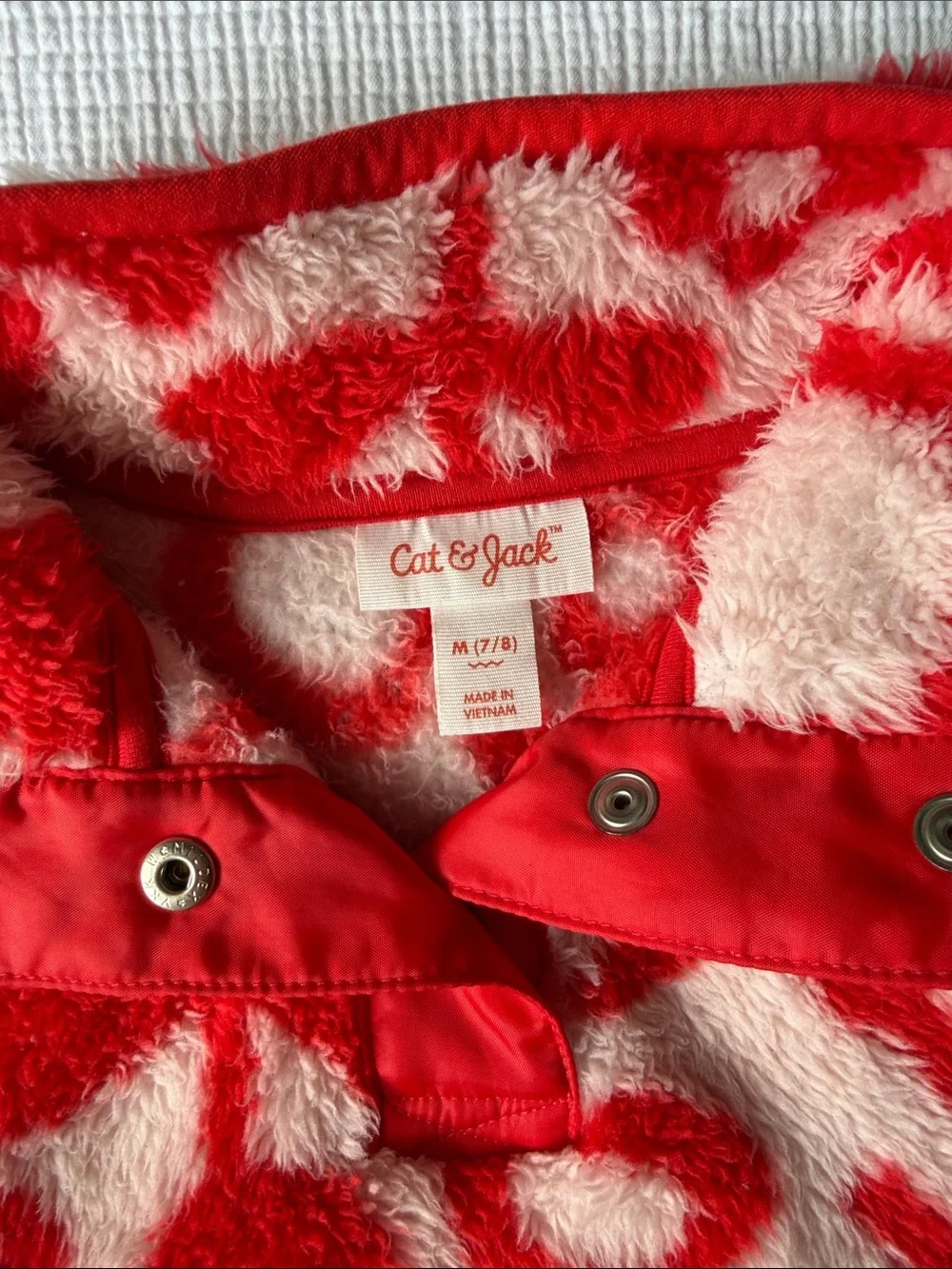 Cat & Jack Red and Cream Plush Snap Pullover Jacket